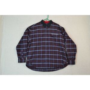 Texas Cotton Men's 17.5/35 Blue Plaid Long Sleeve Heavyweight Button Down Shirt